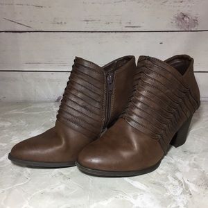 Fergalicious Pleated Brown Ankle Booties sz 6.5